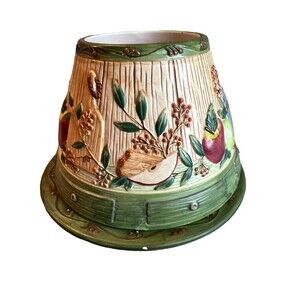 Yankee Candle Large Shade and Plate Apple Cupboard Embossed Fall Autumn Bee READ